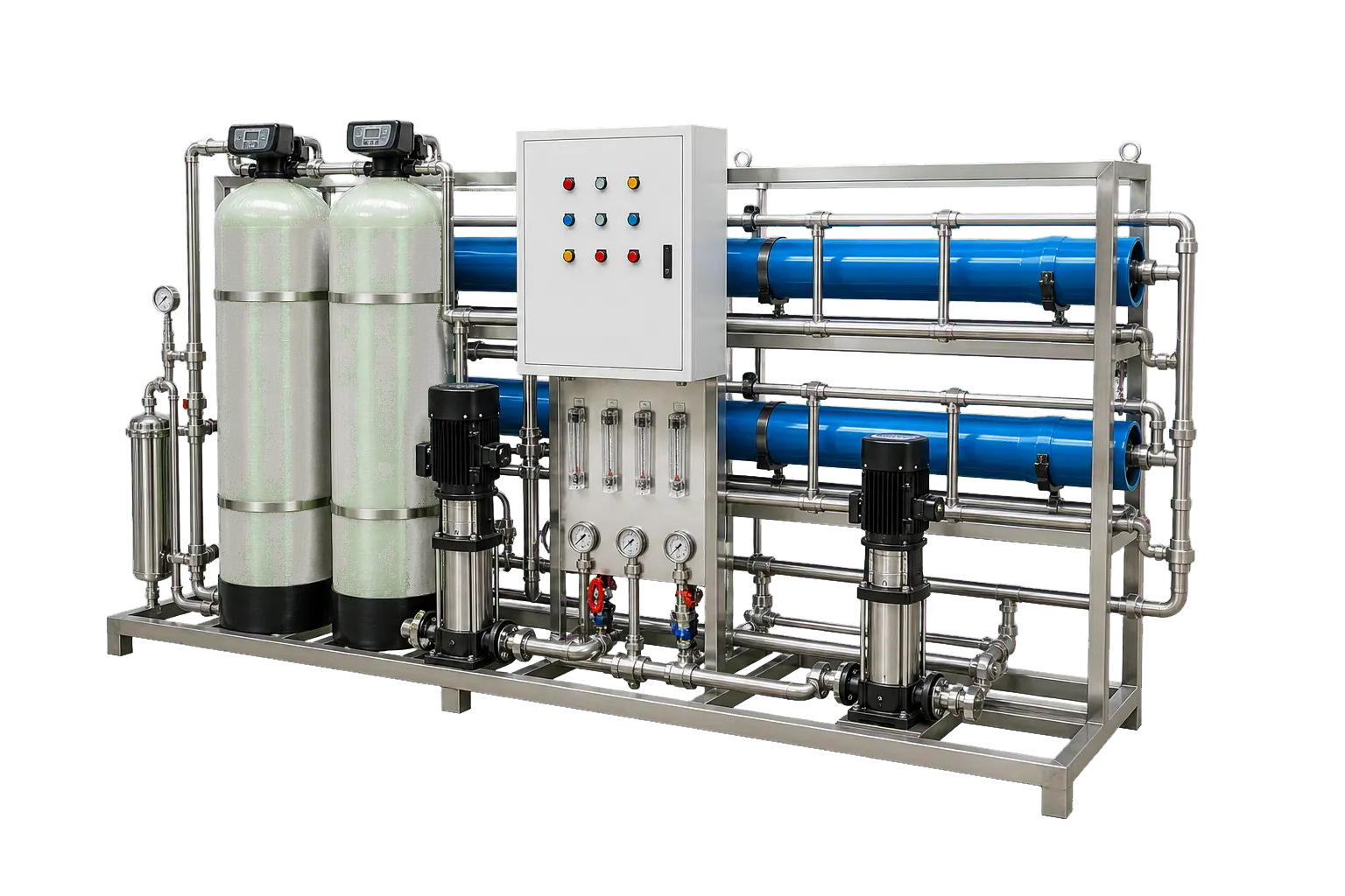 250 LPH 250 lph double pass automatic frp ro system configured for double pass & purified water systems